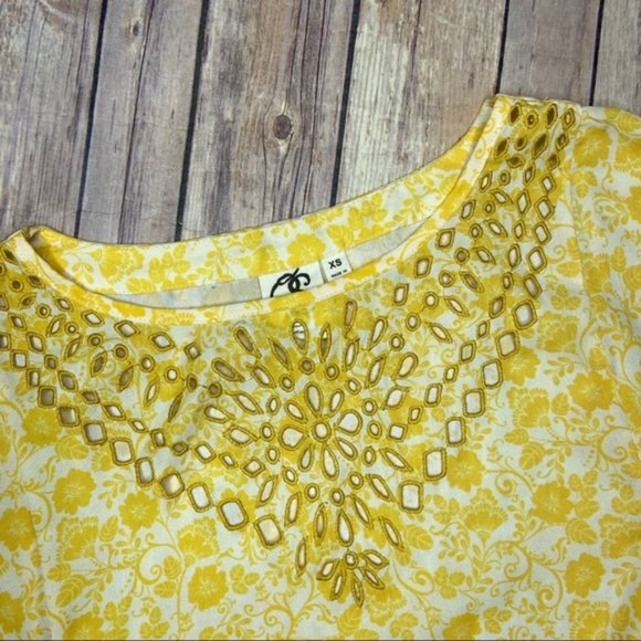 One September Yellow Euphemia Peasant Tunic Top XS - Picture 3 of 10